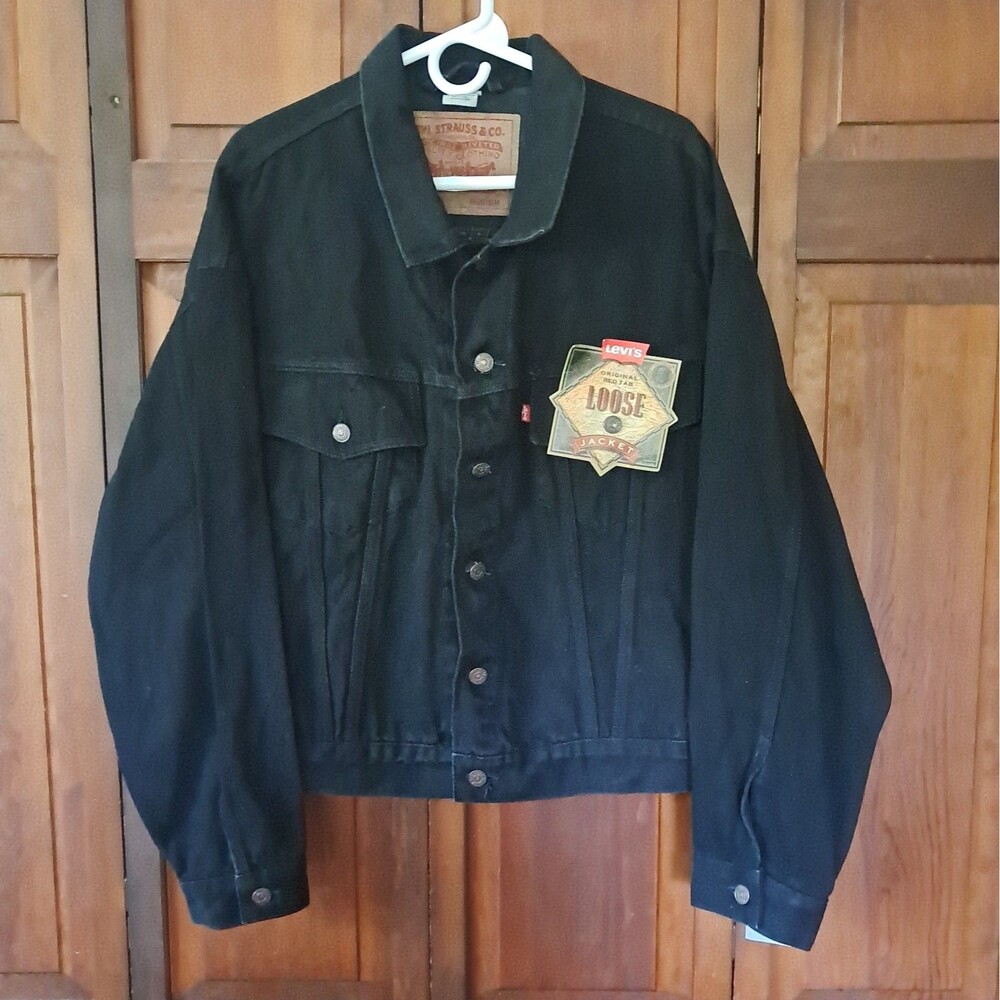 VTG Levi's Deadstock Trucker Jacket Mens Sz M Black Denim 70598-4159 Loose Baggy